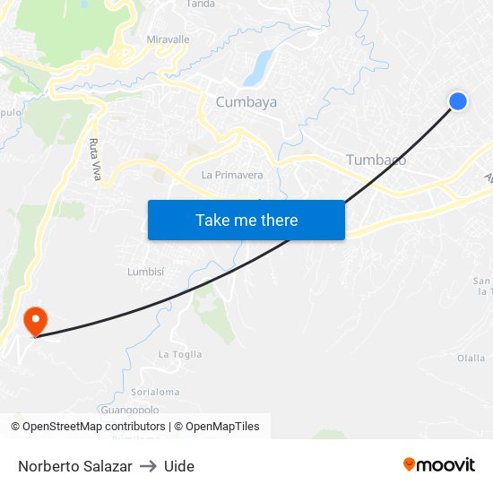 Norberto Salazar to Uide map