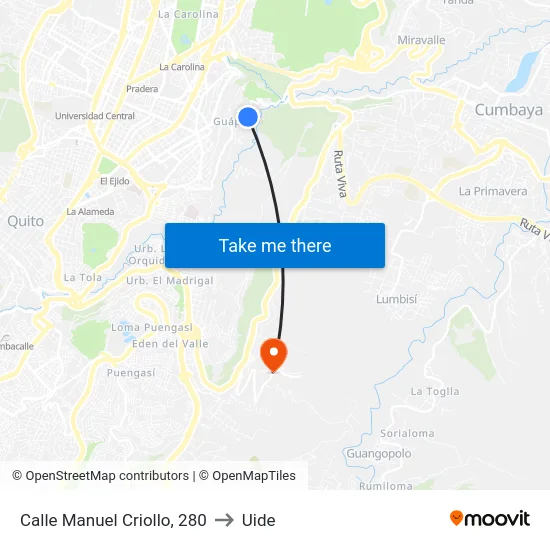 Calle Manuel Criollo, 280 to Uide map
