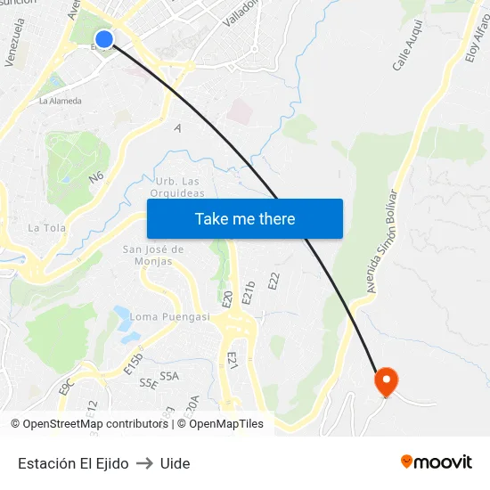 Estación El Ejido to Uide map