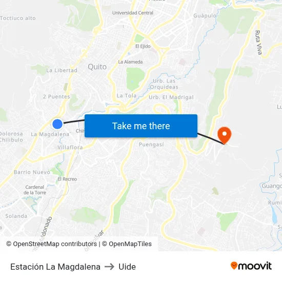Estación La Magdalena to Uide map