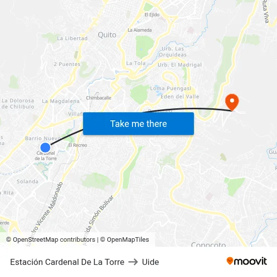 Estación Cardenal De La Torre to Uide map