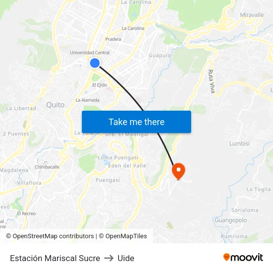 Estación Mariscal Sucre to Uide map