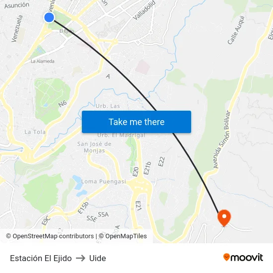 Estación El Ejido to Uide map