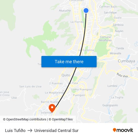 Luis Tufiðo to Universidad Central Sur map