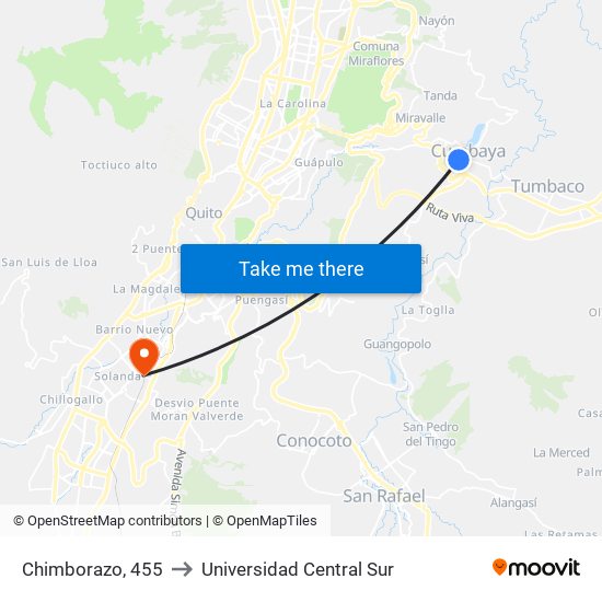 Chimborazo, 455 to Universidad Central Sur map