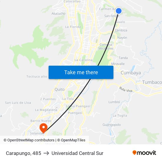 Carapungo, 485 to Universidad Central Sur map