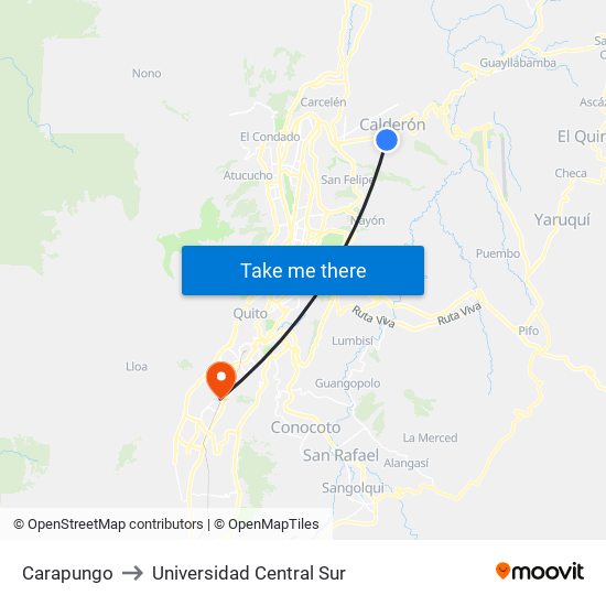Carapungo to Universidad Central Sur map