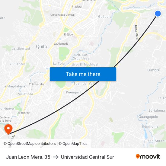 Juan Leon Mera, 35 to Universidad Central Sur map