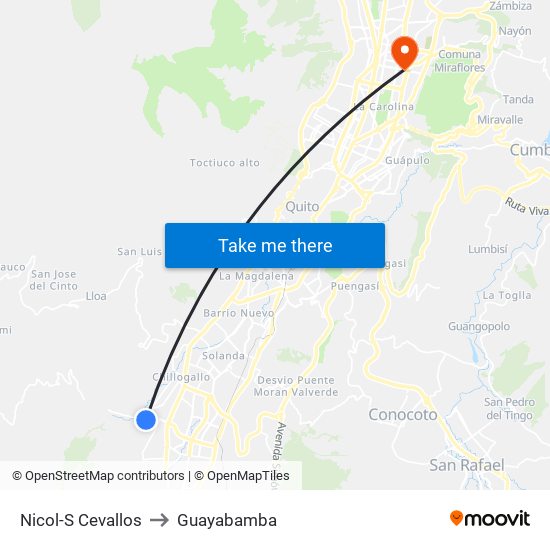 Nicol-S Cevallos to Guayabamba map