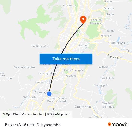 Balzar (S 16) to Guayabamba map
