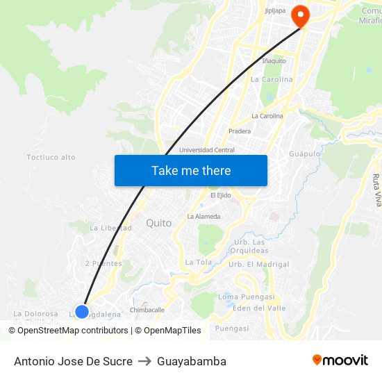 Antonio Jose De Sucre to Guayabamba map