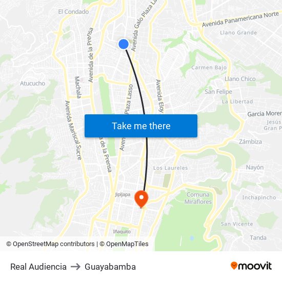 Real Audiencia to Guayabamba map