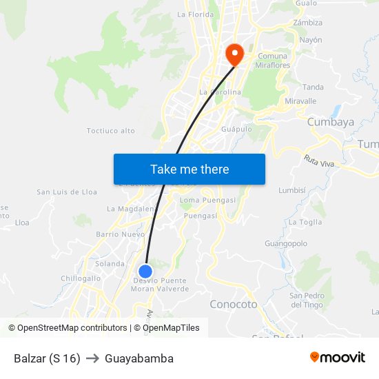 Balzar (S 16) to Guayabamba map