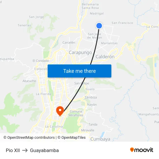 Pio XII to Guayabamba map