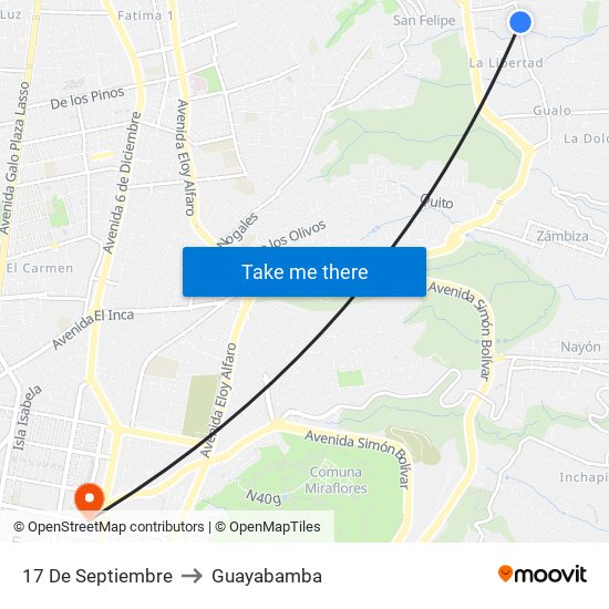 17 De Septiembre to Guayabamba map