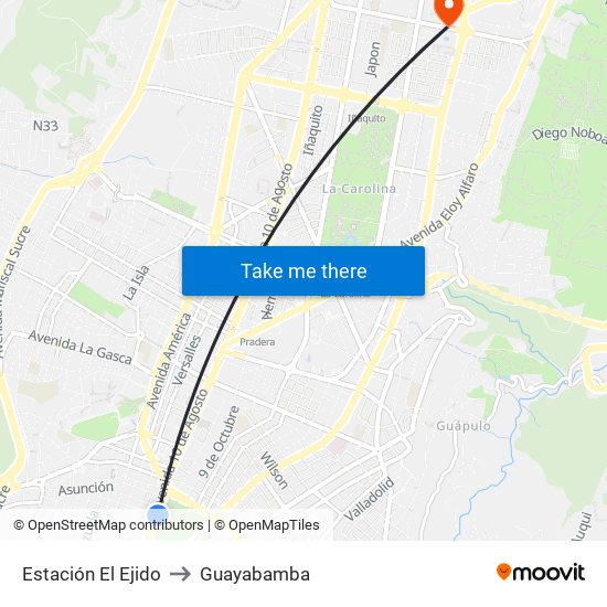 Estación El Ejido to Guayabamba map