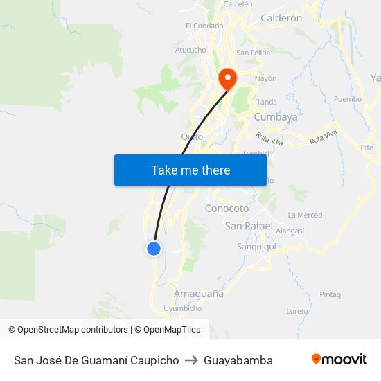 San José De Guamaní Caupicho to Guayabamba map