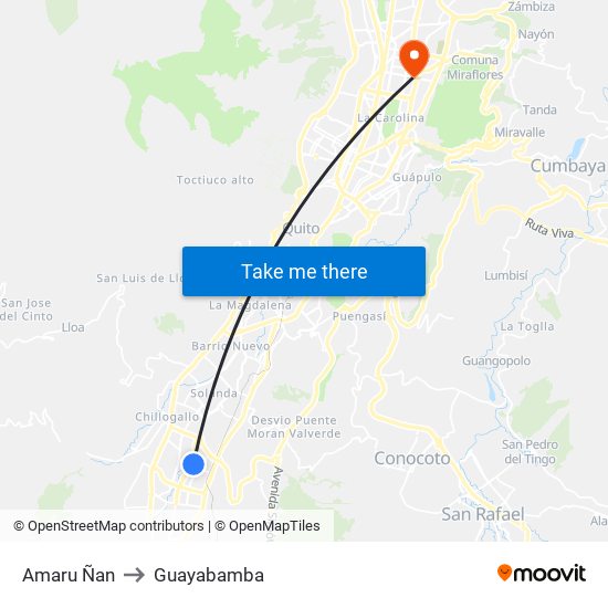 Amaru Ñan to Guayabamba map