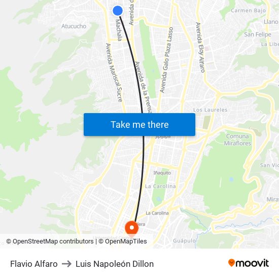 Flavio Alfaro to Luis Napoleón Dillon map