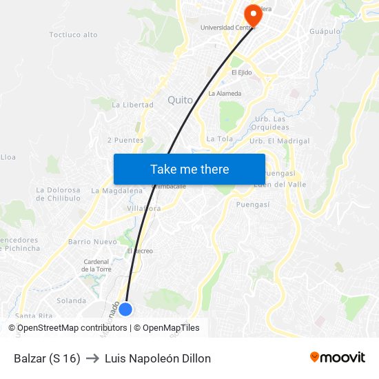 Balzar (S 16) to Luis Napoleón Dillon map