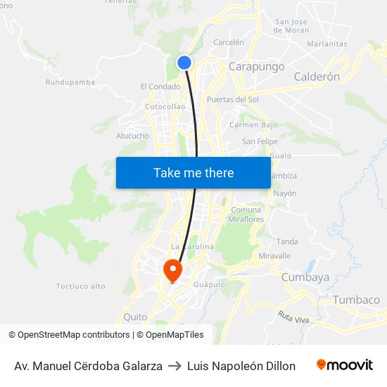 Av. Manuel Cërdoba Galarza to Luis Napoleón Dillon map