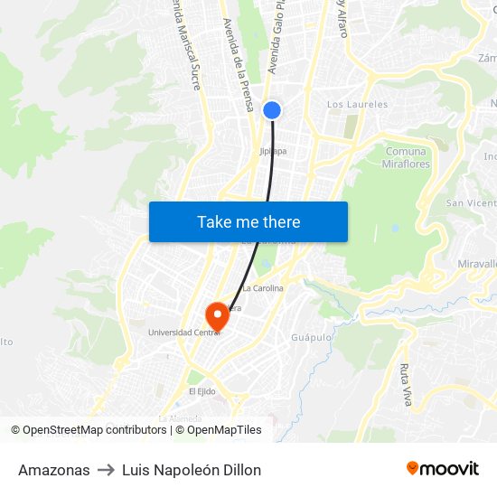 Amazonas to Luis Napoleón Dillon map