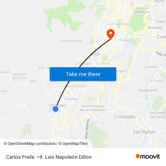 Carlos Freile to Luis Napoleón Dillon map