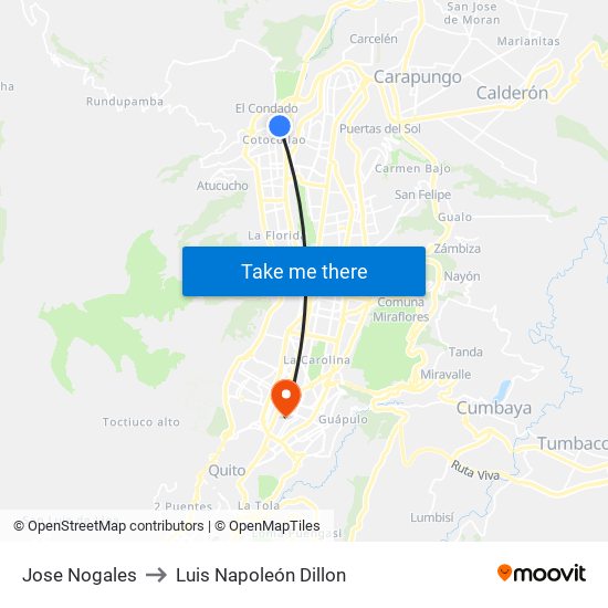 Jose Nogales to Luis Napoleón Dillon map