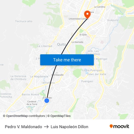 Pedro V. Maldonado to Luis Napoleón Dillon map