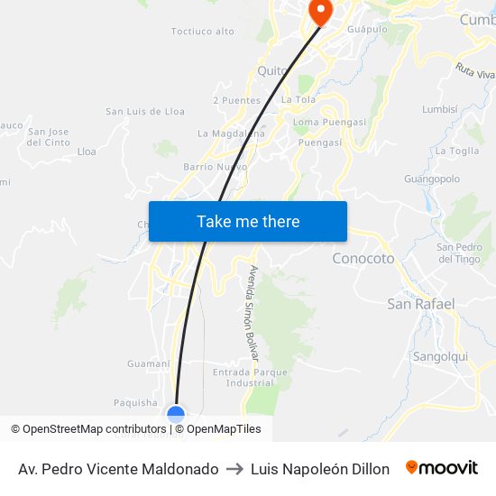 Av. Pedro Vicente Maldonado to Luis Napoleón Dillon map