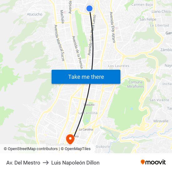 Av. Del Mestro to Luis Napoleón Dillon map