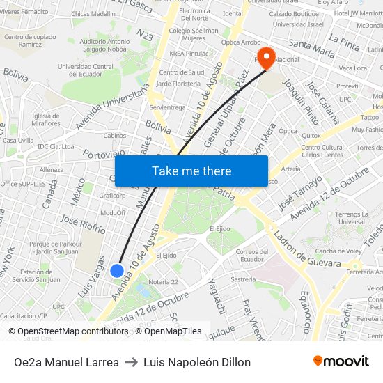 Oe2a   Manuel Larrea to Luis Napoleón Dillon map