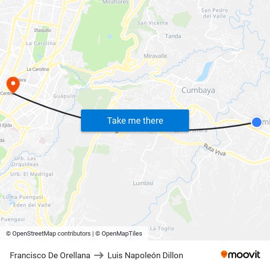 Francisco De Orellana to Luis Napoleón Dillon map