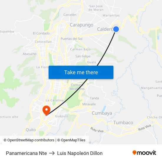 Panamericana Nte to Luis Napoleón Dillon map