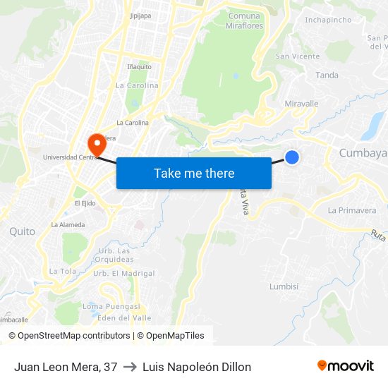 Juan Leon Mera, 37 to Luis Napoleón Dillon map