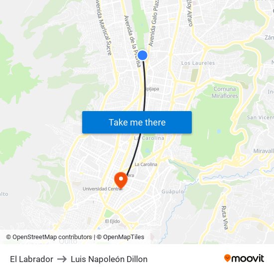 El Labrador to Luis Napoleón Dillon map