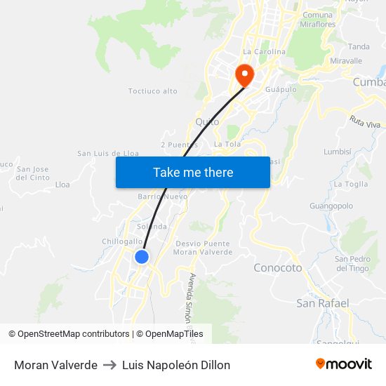 Moran Valverde to Luis Napoleón Dillon map