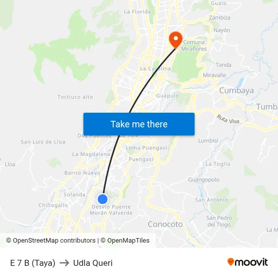 E 7 B (Taya) to Udla Queri map