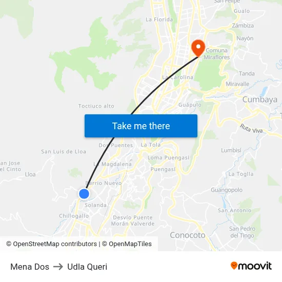 Mena Dos to Udla Queri map