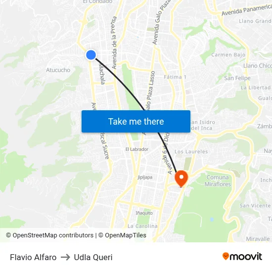 Flavio Alfaro to Udla Queri map