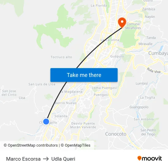 Marco Escorsa to Udla Queri map