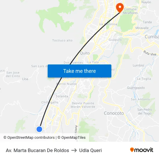 Av. Marta Bucaran De Roldos to Udla Queri map
