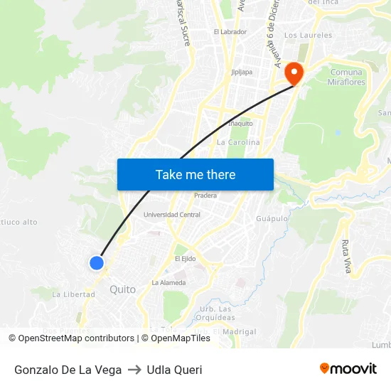 Gonzalo De La Vega to Udla Queri map