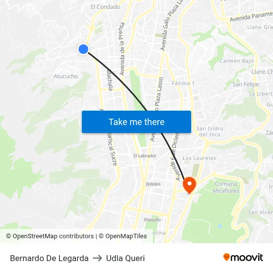 Bernardo De Legarda to Udla Queri map