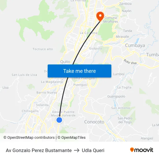 Av Gonzalo Perez Bustamante to Udla Queri map