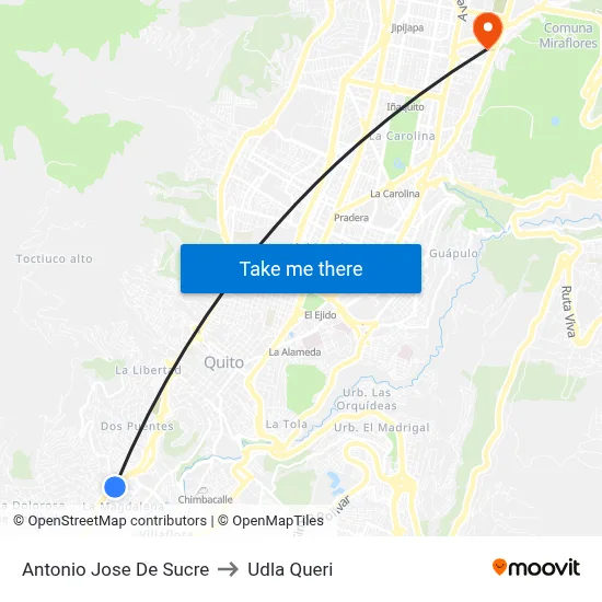 Antonio Jose De Sucre to Udla Queri map