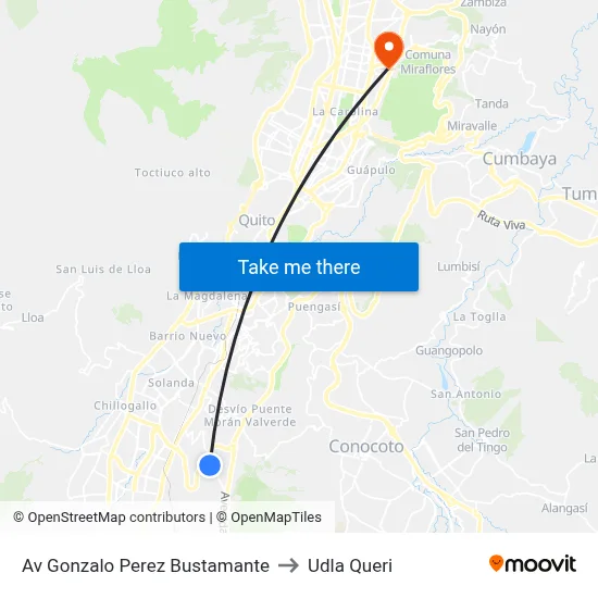 Av Gonzalo Perez Bustamante to Udla Queri map