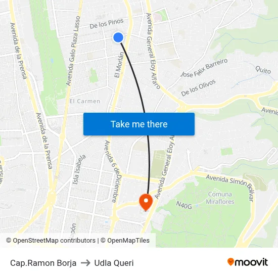 Cap.Ramon Borja to Udla Queri map
