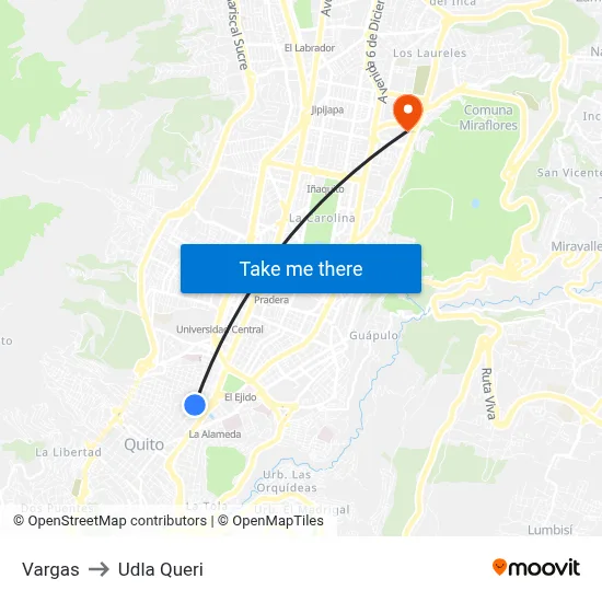 Vargas to Udla Queri map