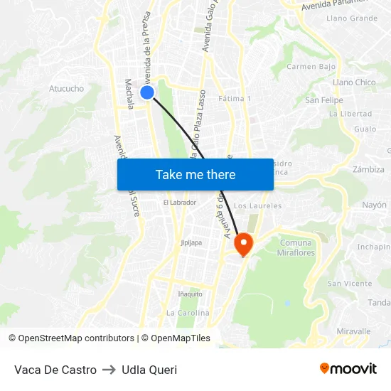 Vaca De Castro to Udla Queri map